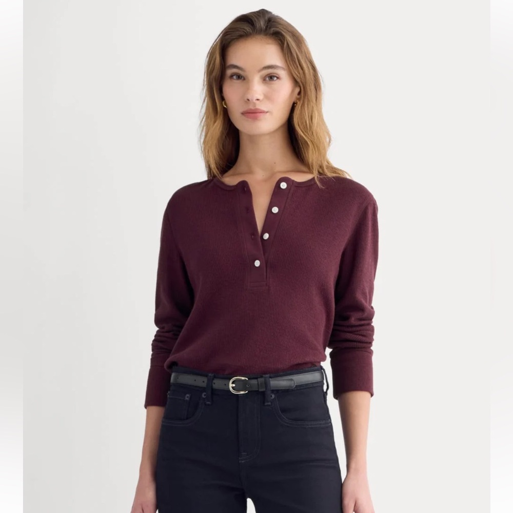 Everlane Boxy Henley in Cozy Waffle